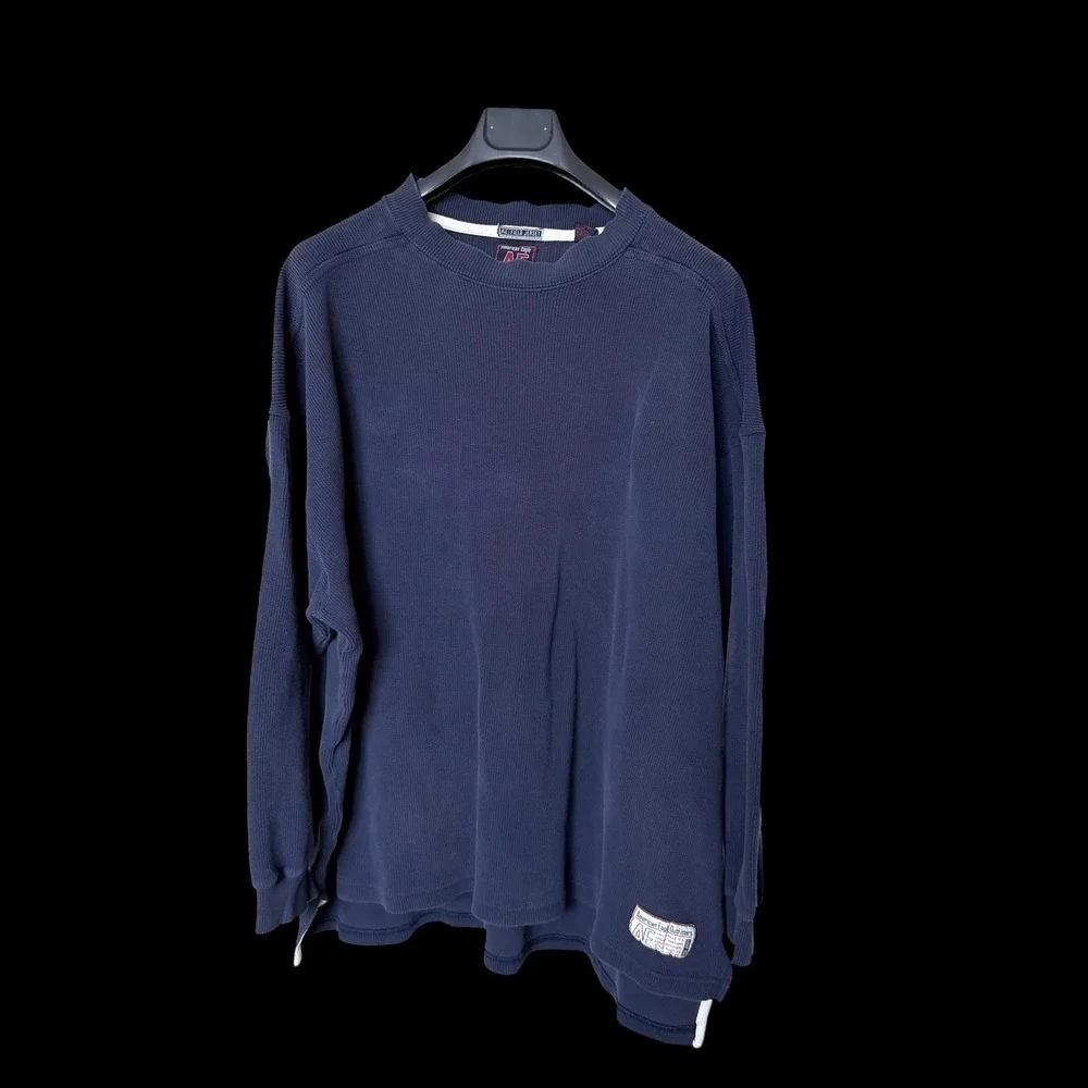 American‎ Eagle Outfitters Field Jersey Ribbed Long Sleeve Shirt Navy Blue XL